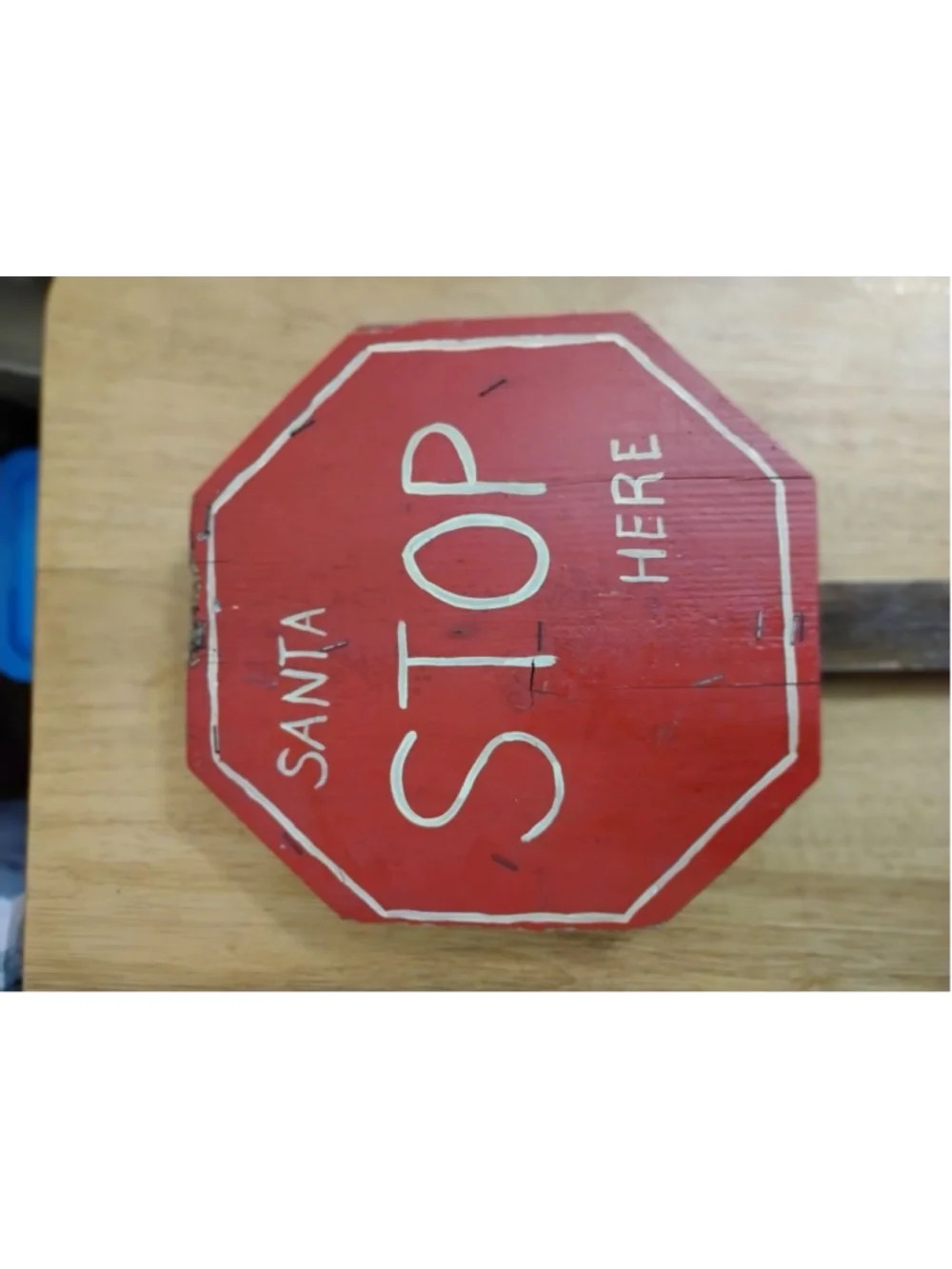 Vintage 60's Wood Santa Stop Here Yard Sign Christmas Yard Decor